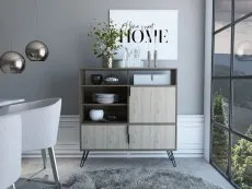 Core Core Nevada Smoked Oak and Grey Oak Effect 3 Door High Sideboard