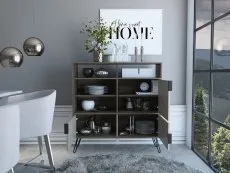 Core Core Nevada Smoked Oak and Grey Oak Effect 3 Door High Sideboard
