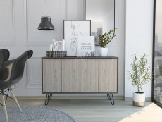 Core Products Core Nevada Smoked Oak and Bleached Grey Oak Effect 4 Door Large Sideboard (Flat Packed)