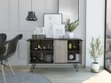 Core Core Nevada Smoked Oak and Grey Oak Effect 4 Door Large Sideboard