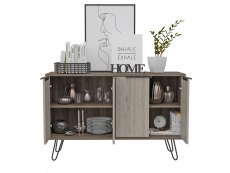 Core Products Core Nevada Smoked Oak and Bleached Grey Oak Effect 4 Door Large Sideboard (Flat Packed)