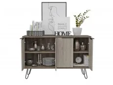 Core Core Nevada Smoked Oak and Grey Oak Effect 4 Door Large Sideboard