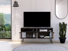 Core Nevada Smoked Oak and Bleached Grey Oak Effect 4 Door Wide Screen TV Cabinet (Flat Packed)