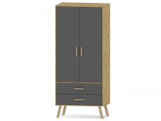 Harmony Harmony Austin Grey and Oak 2 Door 2 Drawer Double Wardrobe (Flat Packed)