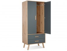 Harmony Harmony Austin Grey and Oak 2 Door 2 Drawer Double Wardrobe (Flat Packed)