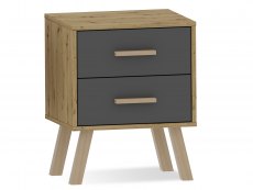 Harmony Harmony Austin Grey and Oak 2 Drawer Bedside Cabinet (Flat Packed)