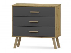 Harmony Harmony Austin Grey and Oak 3 Drawer Chest of Drawers (Flat Packed)