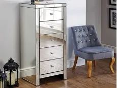 Birlea Birlea Seville Mirrored 5 Drawer Narrow Chest (Assembled)
