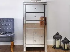 Birlea Birlea Seville Mirrored 5 Drawer Narrow Chest (Assembled)