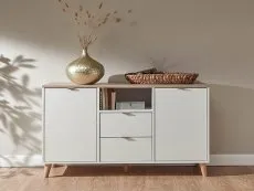 GFW GFW Alma White and Oak 2 Door 2 Drawer Large Sideboard (Flat Packed)