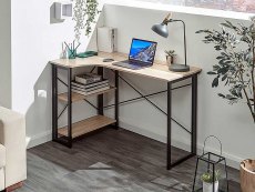 GFW GFW Bramwell Sonoma Oak Folding Left Corner Desk (Flat Packed)