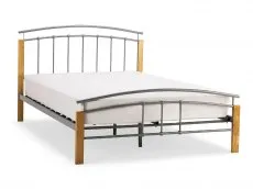 Serene Serene Tetras 5ft King Size Silver and Beech Metal Bed Frame