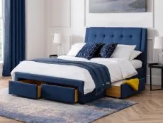 Julian Bowen Julian Bowen Fullerton 4ft6 Double Blue Fabric 4 Drawer Bed Frame