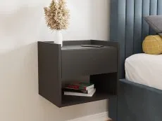 GFW GFW Harmony Black Wall Mounted Pair of Bedside Tables