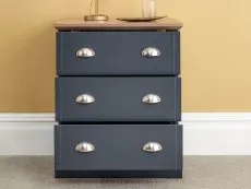 GFW GFW Kendal Slate Blue and Oak 3 Drawer Chest of Drawers