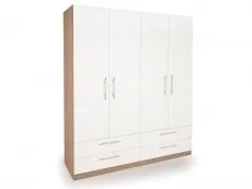 Harmony Harmony Hyde White and Oak 4 Door 4 Drawer Large Wardrobe