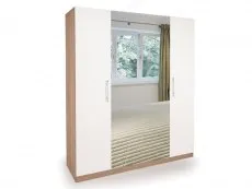 Harmony Harmony Hyde White and Oak 4 Door Mirrored Large Wardrobe