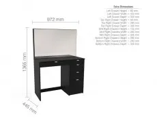 Birlea Birlea Ava Black 5 Drawer Dressing Table and Mirror