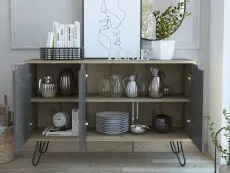 Core Core Manhattan Pine and Stone Effect 3 Door Medium Sideboard