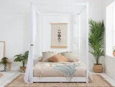 Birlea Birlea Darwin White Four Poster Wooden Bed Frame