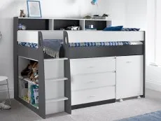 Bedmaster Bedmaster Ersa 3ft Single White and Grey Wooden Mid-Sleeper Bed Frame