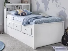 Bedmaster Veera 3ft Single White Wooden Bed Frame