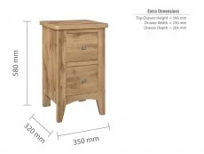 Birlea Birlea Hampstead Oak 2 Drawer Small Bedside Table