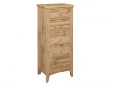Birlea Birlea Hampstead Oak 5 Drawer Tall Narrow Chest of Drawers