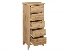 Birlea Birlea Hampstead Oak 5 Drawer Tall Narrow Chest of Drawers