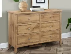 Birlea Birlea Hampstead Oak 3+3 Drawer Wide Chest of Drawers