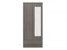 Seconique Seconique Nevada Black 2 Door 1 Drawer Mirrored Wardrobe