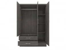 Seconique Seconique Nevada Black 3 Door 2 Drawer Mirrored Wardrobe