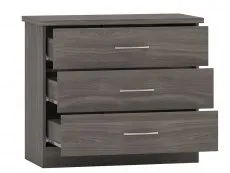 Seconique Seconique Nevada Black 3 Drawer Low Chest of Drawers