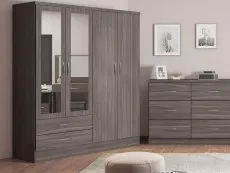 Seconique Nevada Black 4 Door 2 Drawer Mirrored Wardrobe