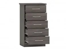 Seconique Nevada Black 5 Drawer Chest of Drawers