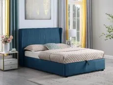 Seconique Seconique Amelia 5ft King Size Blue Fabric Ottoman Bed Frame