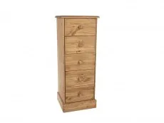 Core Core Cotswold Pine 5 Drawer Tall Narrow Wooden Chest of Drawers