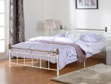 Seconique Seconique Marlborough 4ft6 Double White and Brass Metal Bed Frame