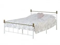 Seconique Seconique Marlborough 4ft6 Double White and Brass Metal Bed Frame