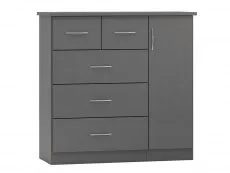 Seconique Seconique Nevada Matt Grey 1 Door 5 Drawer Chest of Drawers