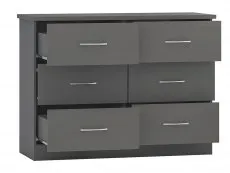 Seconique Nevada Matt Grey 3+3 Drawer Chest of Drawers