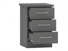 Seconique Nevada Matt Grey 3 Drawer Bedside Table