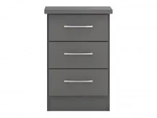 Seconique Seconique Nevada Matt Grey 3 Drawer Bedside Table