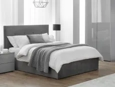 Julian Bowen Shoreditch 4ft6 Double Grey Velvet Fabric Ottoman Bed Frame