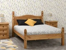 Seconique Seconique Corona 4ft6 Double Wax Pine Wooden Bed Frame (Low Footend)