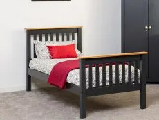 Seconique Seconique Monaco 3ft Single Grey and Oak Wooden Bed Frame (High Footend)