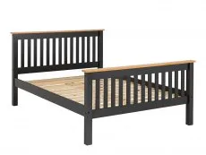 Seconique Monaco 4ft6 Double Grey and Oak Wooden Bed Frame (High Footend)