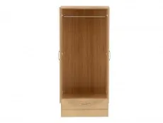 Seconique Seconique Nevada Sonoma Oak 2 Door 1 Drawer Double Wardrobe