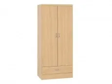 Seconique Seconique Nevada Sonoma Oak 2 Door 1 Drawer Double Wardrobe