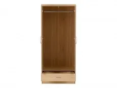 Seconique Seconique Nevada Sonoma Oak 2 Door 1 Drawer Mirrored Wardrobe